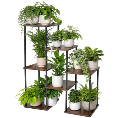 Plant Stand Indoor, Large Tiered Plant Shelf for Mutiple Pots | 3 Tiers Ladder Wood Plants Holder, Tall Flower Display Stands for Outdoor Patio, Living Room, Balcony, Garden