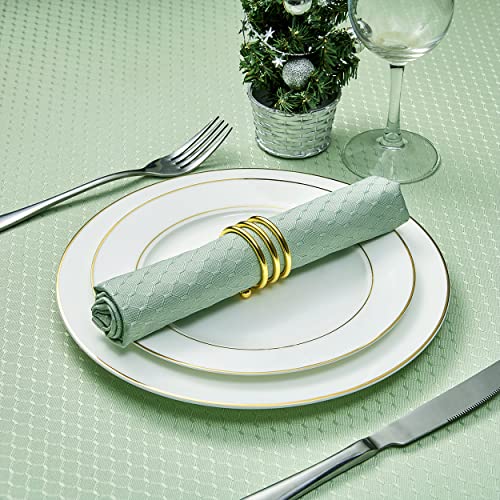 Sage Green Jacquard 17x17 Square Polyester Cloth Napkins Set of 8 | Waterproof, Stain Resistant, Shrink Proof, Washable, fabric, Outdoor, Dining, Wedding, Kitchen, Party, Banquet, Reusable - color: Sage Green