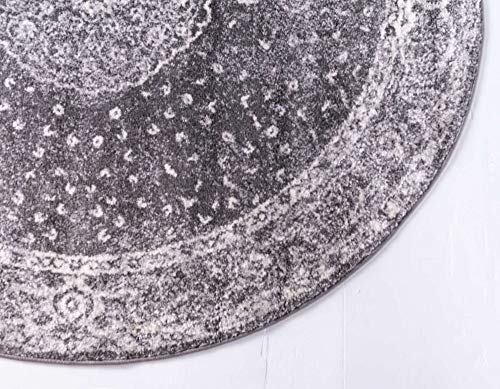 Unique Loom Bromley Collection Area Rug - Midnight (3' 1" Round Dark Gray/Gray) - color: Dark Gray/Ivory, size: 3'1" (Round)