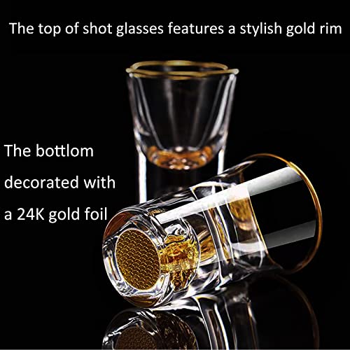 6 Pack 10ml (0.33 oz) Shot Glasses, Crystal Shot Glass Set | Shot Cups Decorated with 24K Gold Flakes for Whiskey, Tequila, Vodka, Mini Shot Glass Perfect for Party, Bar, Club - size: 6 Count (Pack of 1)