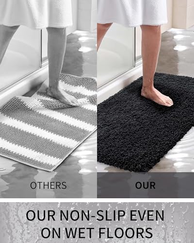Toilet Rugs U-Shaped Mat 24x22, Contour Bathroom Mat - Ultra Soft & Absorbent Microfiber, Quick-Dry, Machine Washable with High Density Foam Latex Non Slip Backing, Black - color: Black, size: 24" X 22"(Toilet Rug)