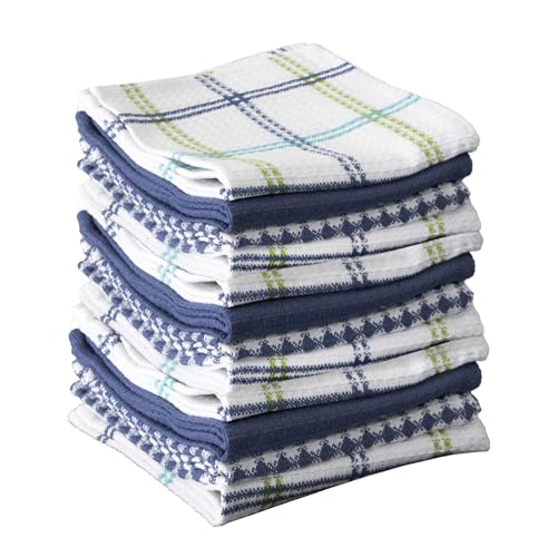 T-Fal Premium Waffle Dish Cloths: Highly Absorbent, Super Soft Long Lasting - 100% Cotton, 12"x13" Towel for Cleaning & Drying, (12-Pack), Cool - color: Cool, size: 12-Pack