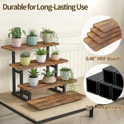 Lilybud--lily Cupcake Stand for 50 Cupcakes, 4 Tier Wooden Risers Display Stands Stepped Dessert Table Display Set with Metal Frame Tiered Tray Stand Serving Trays for Party Farmers Market Display - size: 4 Tier - 1 Pack