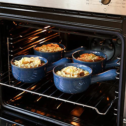 LE TAUCI Soup Bowls with Handle, 15 Oz Ceramic French Onion Soup Bowls, Large Soup Crocks Oven Safe for Stew, Onion, Soup, Chilli, Set of 4, Ceylon Blue - color: Ceylon Blue