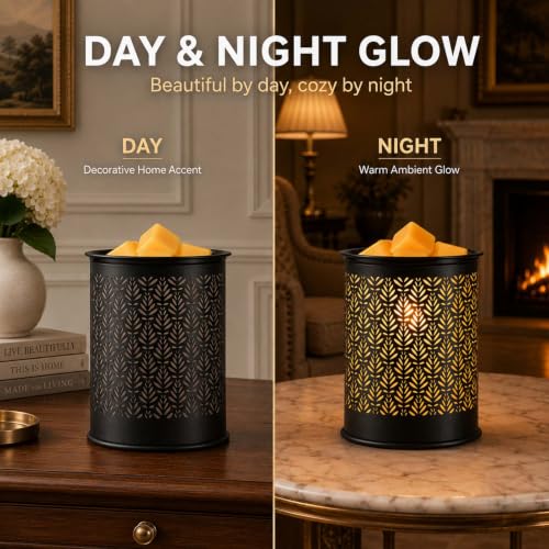 Metal Wax Melt Warmer Electric Candle Fragrance Burner | Oil Burner 2 in 1，Gifts for Women，Mother's Day，for Home Office Bedroom，Foliage Decorations - style: foliage