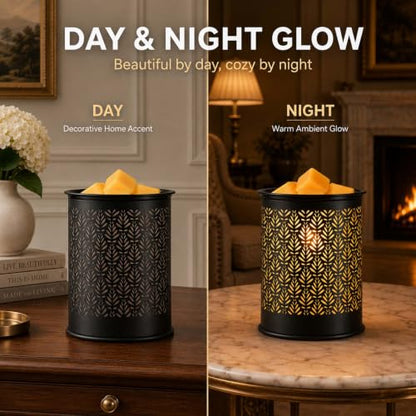 Metal Wax Melt Warmer Electric Candle Fragrance Burner | Oil Burner 2 in 1，Gifts for Women，Mother's Day，for Home Office Bedroom，Foliage Decorations - style: foliage