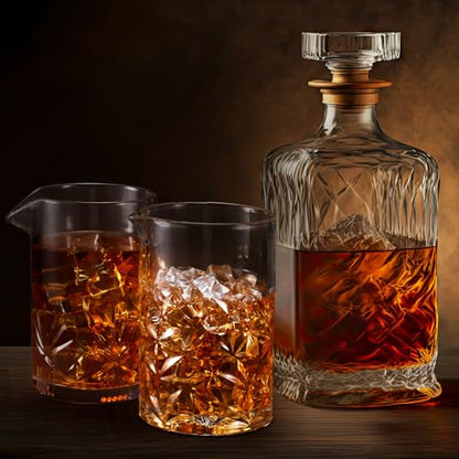 Inbagi 6 Pcs Cocktail Mixing Glass 24 oz Bartender Crystal Stirring Glass Thick Bottom Bar Seamless Mixing Pitcher for Stirring Drinks Home Bar Accessories, 6 Styles