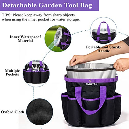 Purple Garden Tool Set Gardening Items for Women - 11PCS Heavy Duty Garden Tools with Detachable Storage Bag, Weeder, Dual-Purpose Hoe - color: Purple