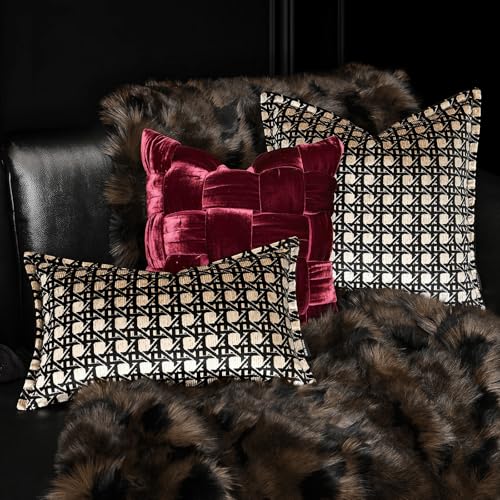 Velvet Lumbar Pillow Covers 12x20 inches, Luxury Gold Geometric Pattern Pillow Cover, Modern Luxury Rectangle Pillow Cushion Covers for Bed Couch Sofa Living Room Bedroom - color: Gem Rhombus, size: 20" x 12" (Pack of 1)
