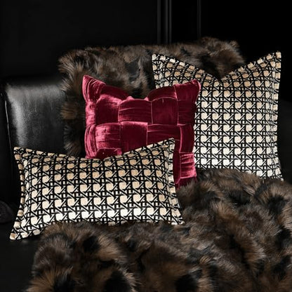 Velvet Lumbar Pillow Covers 12x20 inches, Luxury Gold Geometric Pattern Pillow Cover, Modern Luxury Rectangle Pillow Cushion Covers for Bed Couch Sofa Living Room Bedroom - color: Gem Rhombus, size: 20" x 12" (Pack of 1)