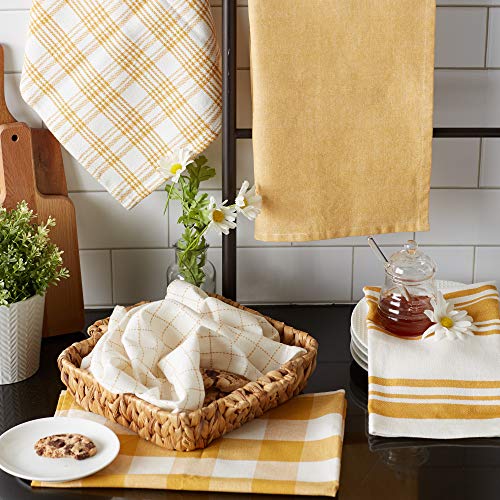 DII Basic Kitchen Large Cotton Dishtowel Set of 5, 18x28, Honey Gold - color: Honey Gold