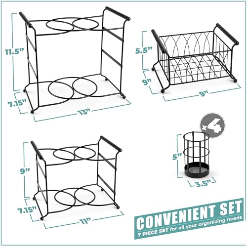 Sorbus® Buffet Caddy — 7-Piece Stackable Set Includes Plate, Napkin, and Silverware Holder, 3-Tier Detachable Tabletop Organizer — Ideal for Kitchen, Dining, Entertaining, Parties,Thanksgiving (Black) - color: Black