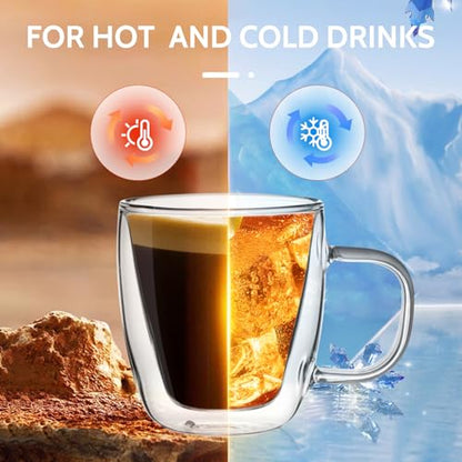Sweese 5oz Double Wall Glass Espresso Cups Set of 2, Espresso Shot Cups Perfect for Cappuccino, Latte, Tea - style: Set of 2 Espresso cups