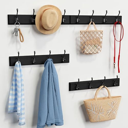Forbena Black Coat Rack Wall Mount, Coat Hooks Wall Mounted for Entryway Closet Bedroom Bathroom Office, Antique Coat Hanger for Hanging Hats, Towels, Purses, Bags, Clothes, Backpack (Black) - color: Metal Black Hooks and Black