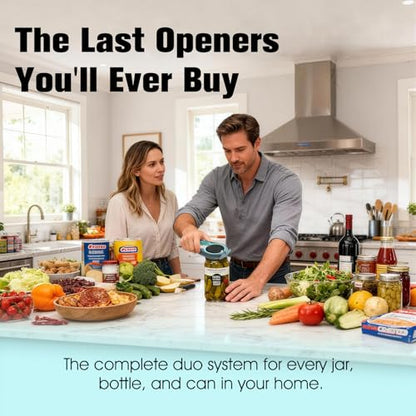 Jar Opener for Weak Hands, Seniors with Arthritis, Blue | 5-in-1 Multi-Function Bottle & Can Opener with Ergonomic Non-Slip Handle, Kitchen Tool Set
