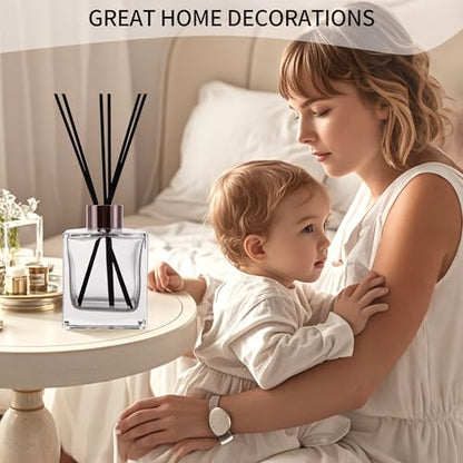 6 Pack Perfume Reed Diffuser Bottle,Empty Square Essential Oil Bottles Glass Jar with Black Sticks for DIY Fragrance Replacement Diffuser Sets (200ml/6.8 oz, Transparent Color) - color: Transparent ( 6.8 Oz )