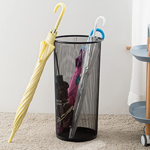 2 Pack Large Umbrella Holder, 10.5x20 Inch Metal Mesh Umbrella Stand, Freestanding Bucket for Umbrellas, Canes, Walking Sticks, Wrapping Paper, Entryway, Home, Office, Hotel, Black