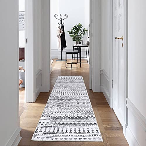 WESTLOOM Hallway Runner Rug 2x6 Non-Slip Indoor Long Runner Rug Washable Kitchen Runner Boho Accent Runner for Laundry Nursery Living Room Bedroom, Grey - color: Grey, size: 2' x 6' (Runner)