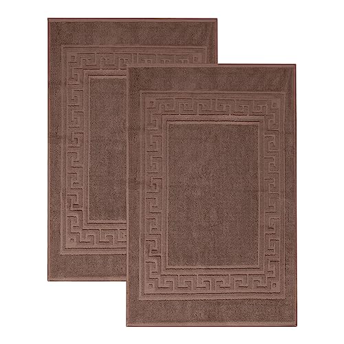Superior Heavyweight Cotton Bath Mats, Bath Rugs For Bathroom Accessories, Washable Rug For Shower, Bath, Toilet, Modern Decor, No Backing, Luxury Hotel And Spa Quality, Set of 2, 22" x 35", Mocha - color: Mocha, size: 22" x 35" (Set of 2)