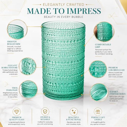 Khen Plastic Hobnail Drinking Highball Glasses Set of 6 Bright Tones Cups 14oz, Shatterproof & Unbreakable Acrylic Beaded Design, BPA-Free, Dishwasher Safe Indoor/Outdoor Drinkware Water, Cocktails - color: Sunshine Colors, style: Set of 6