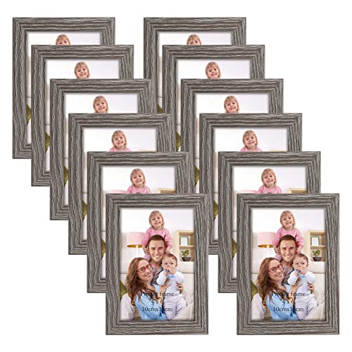 Giftgarden 4x6 Picture Frame Distressed Grey, 4 by 6 Rustic Wood-grain Gray Photo Frames Bulk for Wall or Tabletop, 12 Pack - color: Distressed Gray, size: 4x6