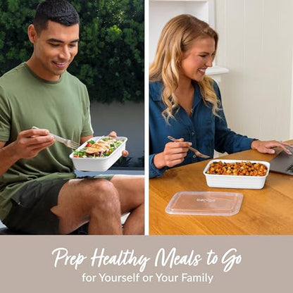 Bentgo Prep 60-Piece Meal Prep Kit - Reusable PFAS & BPA-Free Food Containers, 1-Compartment, 2-Compartment, & 3-Compartments - Microwave, Freezer, & Dishwasher Safe (White Stone) | Portion Control, Stackable, PFAS & BPA-Free, Microwave, Freezer & Dishwas