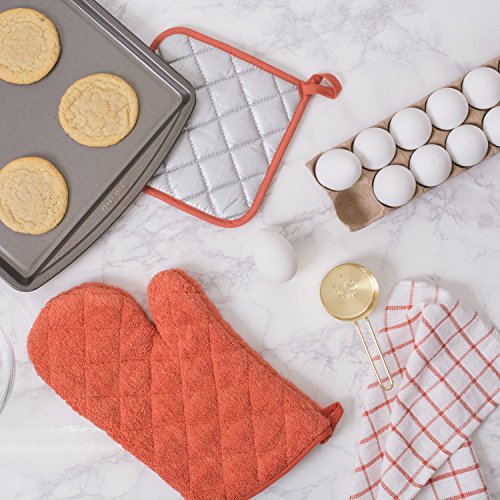 DII Basic Terry Collection 100% Cotton Quilted, Oven Mitt, Spice, 2 Piece - color: Spice, size: Oven Mitt