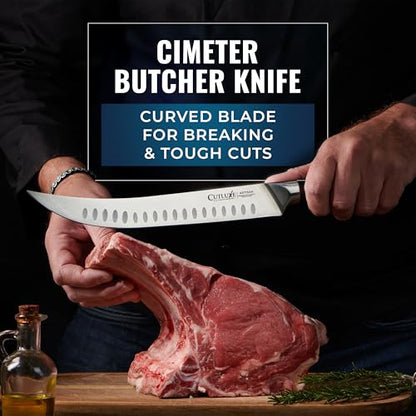 Cutluxe Butcher Knife Set, Brisket, Breaking & Boning Knife for Meat | BBQ Carving & Slicing Blades, Ultra Sharp German Steel, Full Tang Ergonomic Handles – Grilling Gift - size: 3 Pcs Brisket Knife Set