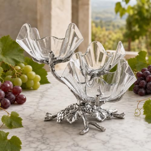 Arthur Court Grape 3-Tier Acrylic Bowl Stand - Elegant Serving Solution for Parties - 9.5 x 12 Inches