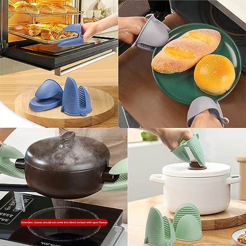 Silicone Oven Mitts Heat Resistant, Silicone Potholders for Kitchen, Air Fryer,Baking, Mini Rubber Oven Glove (Blue) - color: Blue