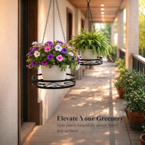 Kingrol 2 Pack Hanging Plant Holders Indoor, Metal Hanging Plant Holder, Heavy Duty 22 lbs Powder Coated Rust Resistant Hanging Planter Basket with Chains for Indoor Plants Decor