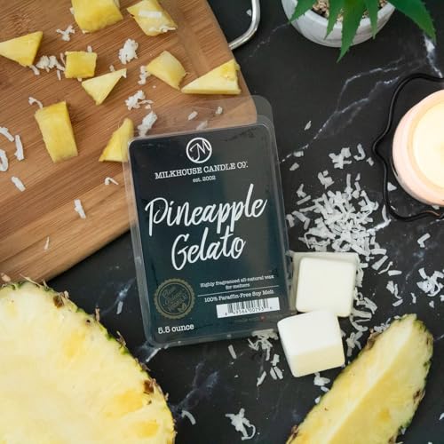 Milkhouse Pineapple Gelato Soy Wax Melts for Wax Warmer, 5.5 oz | Clean-Burning, Premium Fragrance Oil, Made in the USA - color: Pineapple Gelato