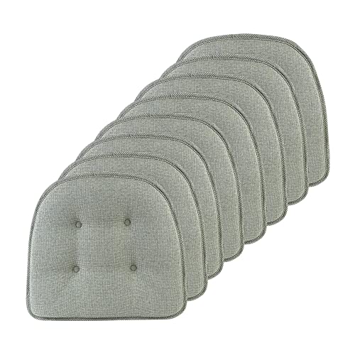 Klear Vu Omega Non-Slip Chair Cushions, Assembled in USA, U-Shaped Skid-Proof Seat Pads for Dining Room, Kitchen, Office, 15"x16", 8 Pack, Solid Spa Green - color: Solid Spa Green, size: 8 Pack