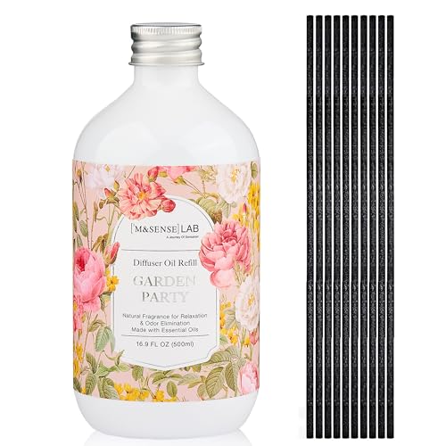 M&SENSE Reed Diffuser Set, Garden Party, 17oz Natural Essential Oil | Non-Toxic Organic, Long-Lasting Fragrance, Ideal for Living Room, Entryway, Gifts for Women - color: Garden Party