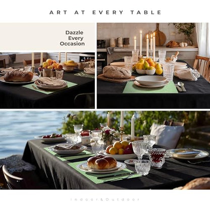 Leetaltree Woven Vinyl Placemats Set of 24, Crisp Green Sequin | Waterproof & Washable Dining Table Mats for Wedding, Anniversary, Daily Use, Hand-Cut, Easy to Clean - color: 00- Crisp Green Sequin, size: Set of 24