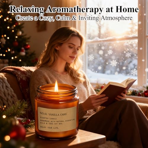 Scented Candles Gift Set,12 Pack Aromatherapy Candles for Home Scented, | Aromatherapy Jar Candle Gifts for Women, Natural Soy Wax Amber Candle Set, Scented Candles Set for Birthday Present - color: Amber
