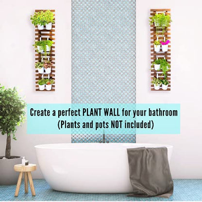 ShopLaLa Wooden Wall Planter (120cm, 2 Pack) Wooden Hanging Flower Plants | Large Outdoor Plants, Live Vertical Garden, Plant Wall Mount Flower Pot Holder Hanger Stand Green Herb Wall Decor - size: 120cm (47.2") x 2