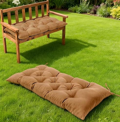 Swing Cushions Outdoor Bench Seat Pad(Khaki,47.2 X 19.7 Inch) | Waterproof & Sun-Resistant Bench Cushion - Universal Fit for Patio Chairs, Swing Seats.Swing Cushions for Outdoor Furniture - color: Khaki, size: 47.2 X 19.7 Inch