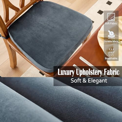 Kitchen Chair Pads, Charcoal Gray, 17"x16", Set of 2 | 2'' Thick Cooling Gel High-Density Foam, Non-Slip Bottom, Hidden Zipper, Removable Washable Cover, Suitable for Dining Chairs - color: Charcoal Gray, size: 2 Count (Pack of 1)