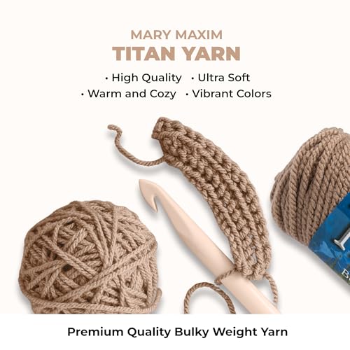 Mary Maxim Titan Bulky Yarn, Weight 5 Acrylic, Chunky Yarn for Crocheting and Knitting, Ideal for Thick, Soft Blankets, Throws, and Graph Style Sweaters, 80 Yards - Taupe - color: Taupe