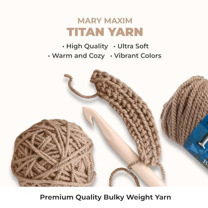 Mary Maxim Titan Bulky Yarn, Weight 5 Acrylic, Chunky Yarn for Crocheting and Knitting, Ideal for Thick, Soft Blankets, Throws, and Graph Style Sweaters, 80 Yards - Taupe - color: Taupe