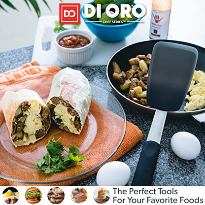 DI ORO - Chef Series FLEX Silicone Spatula 600ºF Heat-Resistant Flexible Silicone Rubber Turner Spatulas (3-Piece Set) - size: 3-Piece Set (Standard, Round, and Angled Turner)