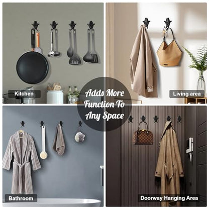 Rustic Cowboy Coat Key Hanger, Decorative Wall Mounted Coat Hooks, Cast Iron Hooks Coat Towel Bag Hat Hanger Multiuse Entryway Black Set of 2 - color: Gentleman