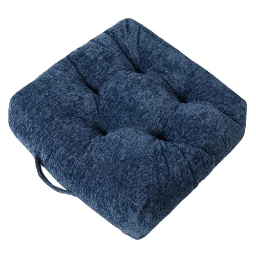 Floor Cushion Pillow, Portable Large | Meditation Adult Sitting Pillow with Handle for Tatami, Living Room & Yoga (1, Square, Dark Blue, 22 x 22 x 6 inches) - color: Square, Dark Blue