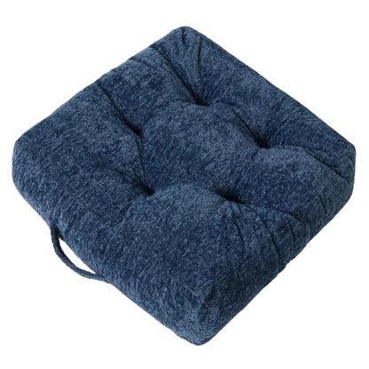 Floor Cushion Pillow, Portable Large | Meditation Adult Sitting Pillow with Handle for Tatami, Living Room & Yoga (1, Square, Dark Blue, 22 x 22 x 6 inches) - color: Square, Dark Blue