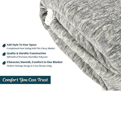 Premium Sherpa Melange Throw Blanket for Couch, Sofa by Pavilia | Soft, Fluffy, Plush, Warm, Cozy | Light Gray Fuzzy Lightweight Microfiber, Luxury Modern Reversible TV Blanket | 50 x 60 Inches - color: Melange Light Gray, size: 50 x 60 Inches