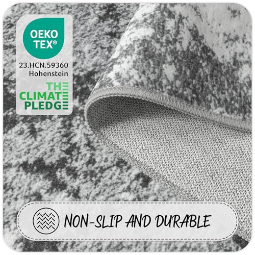 2x10 Hallway Runner Rug Non Slip Washable Grey Entryway Rug Runner with Rubber Backing 10ft Long Kitchen Carpet Runner for Laundry Room Bedroom, Low Pile Stain & Fade Resistant, Abstract Gray - color: Grey, size: 2' X 10' (Runner)