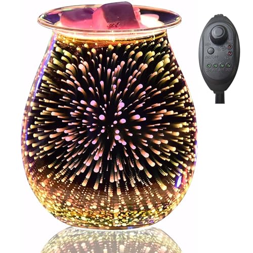 Electric Wax Warmer, 3D Firework Design, Adjustable Brightness & Timer 2/4/8/10H Auto-Off 24H Cycle, Flameless for Scented Wax & Essential Oils, Removable Dish, Housewarming Gift - color: Colorful 3d Fireworks