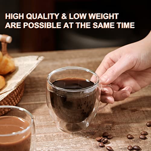 KitchenTour Insulated Coffee Mug 6 oz- Double Wall Glass Coffee Cup with Handle Set of 4 - Clear Glass Drinkware for Espresso，Cappuccino, Latte，Hot Beverages - style: 6oz