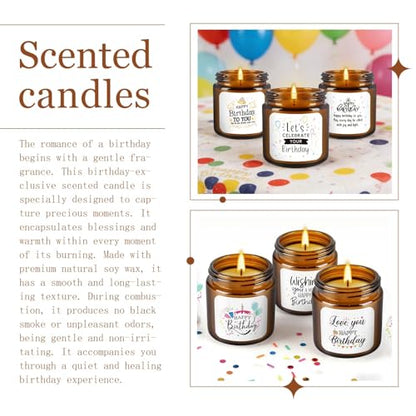 12-Pack Birthday Scented Candles, 3.05 oz Each, Natural Soy Wax, Long-Lasting Romantic Fragrance, Funny Happy Birthday Gift Set, Unique Gifts for Women Men, Gift-Ready - color: 12Pack-Birthday